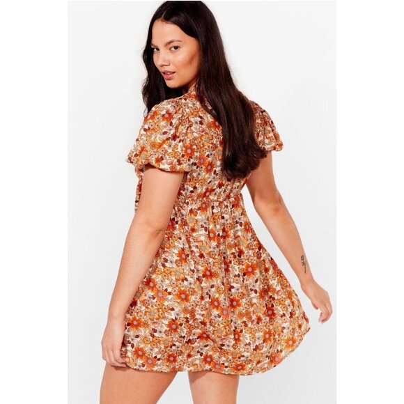 Nasty Gal Dresses & Skirts - Nasty Gal Size 14 Boho Babydoll Floral Puff Sleeve Summer Flirty Mini Dress